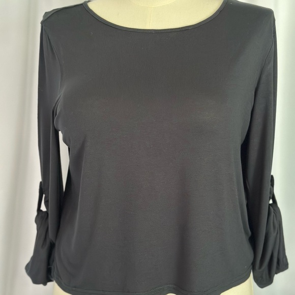Bell France Black Blouse with Roll Tab Sleeve (731) - Picture 1 of 12